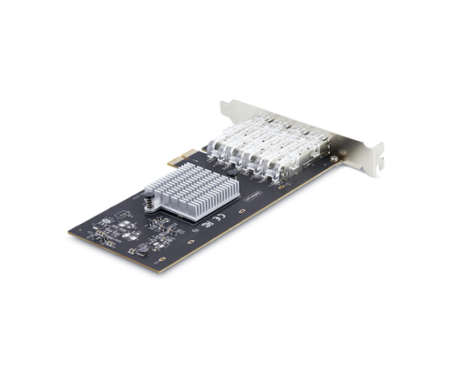 StarTech.com Tarjeta PCIe 2.1x2 (Compatible con x4, x8 y x16) de Red de Fibra Óptica/Cobre Ethernet 1Gb SFP de 4 Puertos - Chipset Controlador Intel