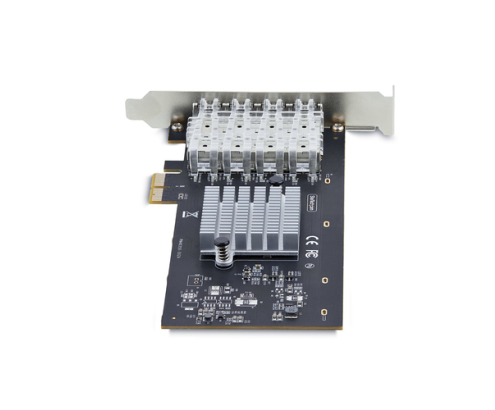 StarTech.com Tarjeta PCIe 2.1x2 (Compatible con x4, x8 y x16) de Red de Fibra Óptica/Cobre Ethernet 1Gb SFP de 4 Puertos - Chipset Controlador Intel