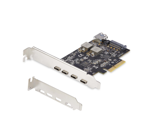 StarTech.com Tarjeta PCIe de 5 Puertos USB de 10Gbps 4x USB-C / 1x USB-A - Hub Concentrador Interno USB 3.2 de 10Gbps - Tarjeta PCI Express 4 Puertos 
