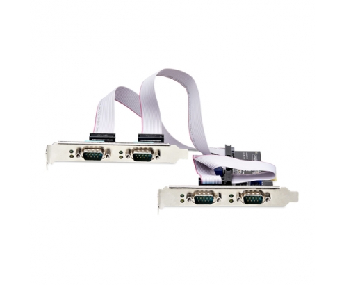 StarTech.com Tarjeta Serie PCI Express de 4 Puertos DB9 - Serial RS232/RS422/RS485 - TAA - UART 16C1050 - ESD de Nivel 4 - con Brackets de Perfil Bajo
