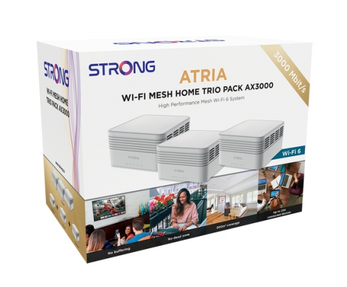 Strong MESHTRIAX3000 sistema Wi-Fi Mesh (Wi-Fi en malla) Doble banda (2,4 GHz / 5 GHz) Wi-Fi 6 (802.11ax) Blanco 3 Interno