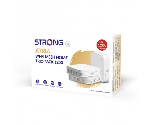 Strong WI-FI MESH HOME TRIO PACK 1200 Doble banda (2,4 GHz / 5 GHz) Wi-Fi 5 (802.11ac) Blanco 3 Interno