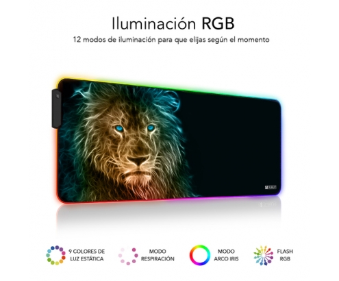 SUBBLIM Alfombrilla/Tapete Ratón con Luz LED RGB 9 colores Extra Grande León