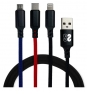 SUBBLIM Cable Premium 3 in 1 USB A - (Micro USB+Type C+Lightning) 1 m Negro, Azul, Rojo