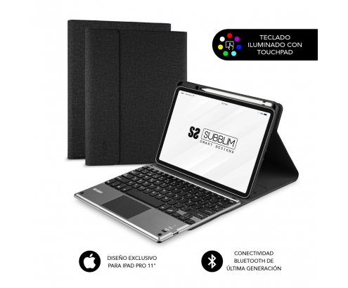 SUBBLIM Keytab Pro Funda Tablet con teclado retroiluminado  bluetooth touchpad Apple iPad pro 11p 2020 negro SUB-KT4-BTPI50