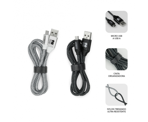SUBBLIM PACK 2 Cables MICRO USB A/USB A (2.4) 1 m Negro, Gris, Blanco