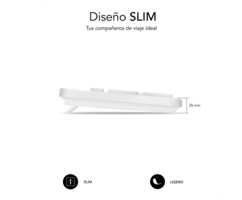 SUBBLIM Teclado Ergonómico Business Slim Silencioso con cable USB Blanco