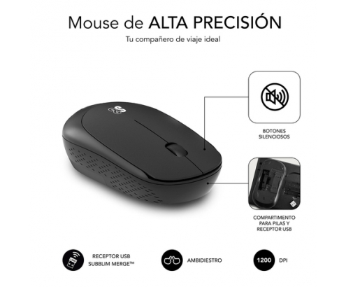 SUBBLIM Teclado Ergonómico y ratón Combo Business Slim Silencioso Inalámbrico 2.4G