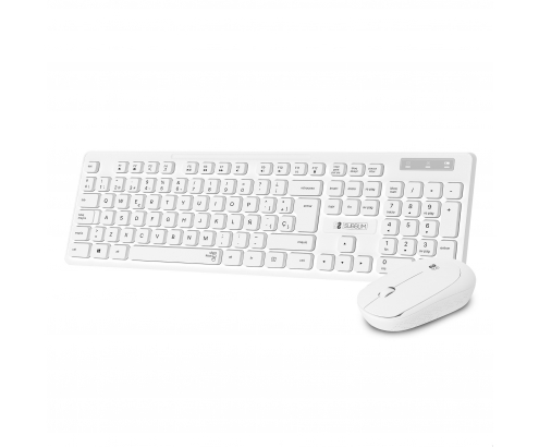 SUBBLIM Teclado Ergonómico y ratón Combo Business Slim Silencioso Inalámbrico 2.4G Blanco