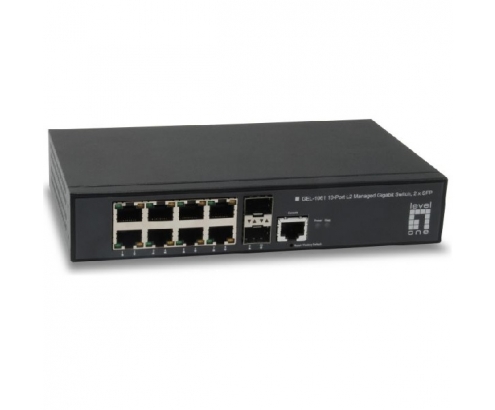 SWITCH LEVEL ONE GESTIONABLE L2 8PTOS 10/100/1000 2PTOS GIGABIT NEGRO GEL-1061