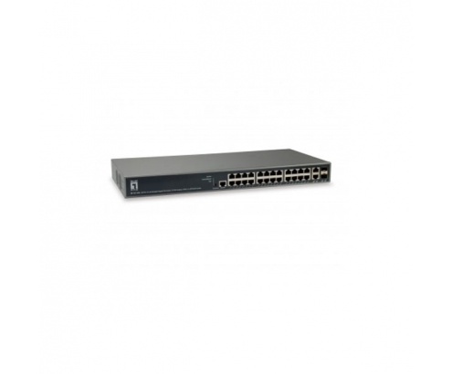 SWITCH LEVEL ONE GESTIONABLE L3 LITE 24PTOS 10/100/1000 POE NEGRO GEP-2682
