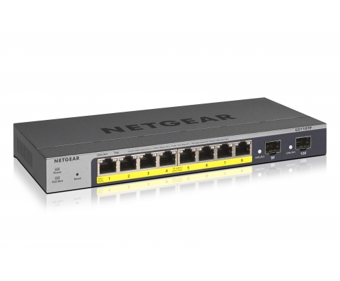 Switch netgear gestionado L2/L3/L4 8puertos Gigabit Ethernet 10/100/1000 Energia sobre Ethernet PoE gris GS110TP-300EUS