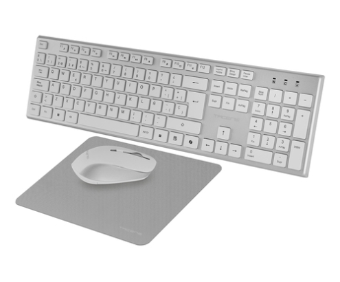 Tacens 6ZENITHWFR teclado Ratón incluido Hogar / Oficina RF inalámbrico AZERTY Francés Plata, Blanco