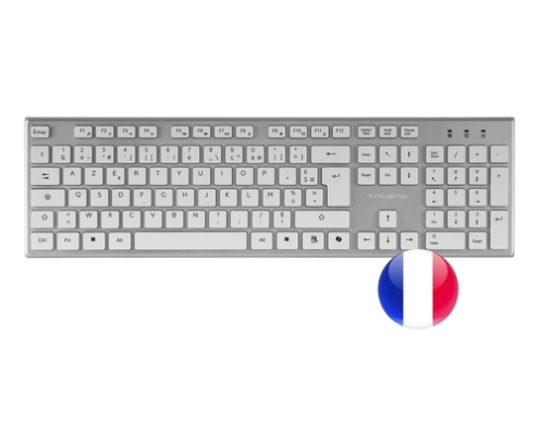 Tacens 6ZENITHWFR teclado Ratón incluido Hogar / Oficina RF inalámbrico AZERTY Francés Plata, Blanco