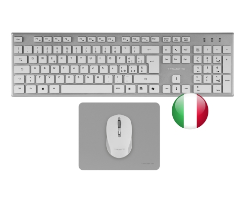 Tacens 6ZENITHWIT teclado Ratón incluido Hogar / Oficina RF inalámbrico QWERTY Italiano Plata, Blanco