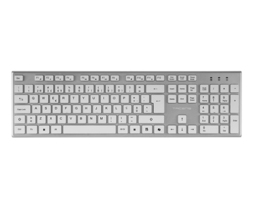 Tacens 6ZENITHWPT teclado Ratón incluido Hogar / Oficina RF inalámbrico QWERTY Portugués Plata, Blanco