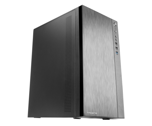 Tacens Anima ACX, Caja Mini Torre Micro ATX, Frontal Aluminio Pulido, Ventilador 12cm, USB 3.0, Negro