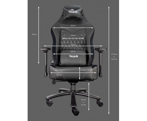 TALIUS MAMUT Silla Gaming Asiento acolchado Negro, Gris