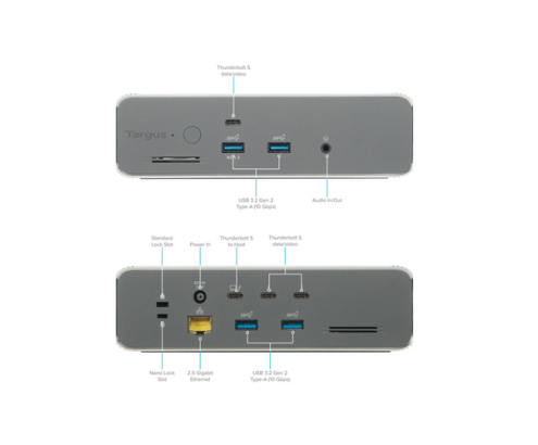 Targus DOCK230EUZ base para portátil y replicador de puertos Alámbrico Thunderbolt 5 Plata