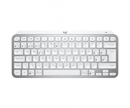 Teclado Logitech MX Keys Mini RF Wireless + Bluetooth QWERTY Español Aluminio, Blanco