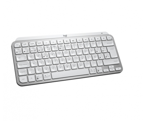 Teclado Logitech MX Keys Mini RF Wireless + Bluetooth QWERTY Español Aluminio, Blanco