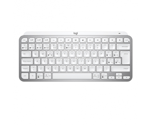 Teclado Logitech MX Keys Mini RF Wireless + Bluetooth QWERTY Español Aluminio, Blanco