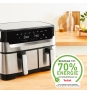 Tefal Dual Easy Fry & Grill EY905D Doble 8,3 L Independiente 2700 W Freidora de aire caliente Acero inoxidable