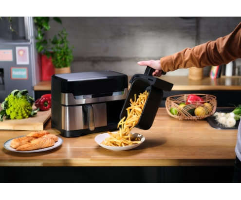 Tefal Dual Easy Fry & Grill EY905D Doble 8,3 L Independiente 2700 W Freidora de aire caliente Acero inoxidable