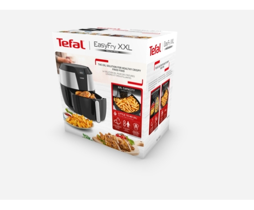 Tefal Easy Fry EY701D Sencillo 5,6 L Independiente 1850 W Freidora de aire caliente Negro, Acero inoxidable