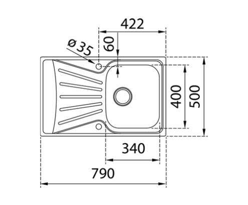 Teka StarBright 45 E-XP 1C 1E Lavabo sobre-encimera Rectangular Acero inoxidable