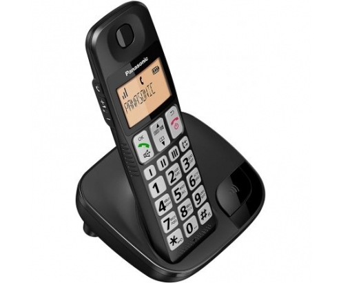 TELEFONO INALAMBRICO DECT PANASONIC IDENTIFICACION LLAMADAS 50 MEMORIAS BOTONES GRANDES COMPATIBLE AUDIFONOS NEGRO KX-TGE310SPB