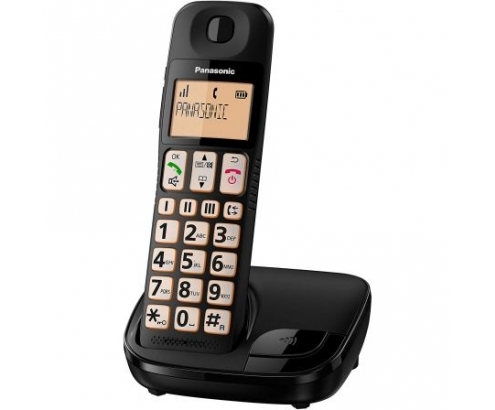 TELEFONO INALAMBRICO DECT PANASONIC IDENTIFICACION LLAMADAS 50 MEMORIAS BOTONES GRANDES COMPATIBLE AUDIFONOS NEGRO KX-TGE310SPB