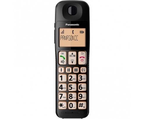 TELEFONO INALAMBRICO DECT PANASONIC IDENTIFICACION LLAMADAS 50 MEMORIAS BOTONES GRANDES COMPATIBLE AUDIFONOS NEGRO KX-TGE310SPB