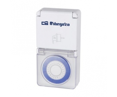 TEMPORIZADOR ORBEGOZO PG 10 POTENCIA MAX 3680W PROGRAMADOR DIARIO INTERVALOS 15 MIN TAPA PROTECTORA IP 44 BLANCO 16277