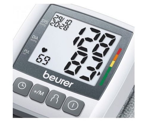 TENSIOMETRO DE MU͑ECA BEURER MEDICION RAPIDA AUTOMATICA DETECCION ARRITMIAS MEMORIA 3X60 MEDICIONES 2XAAA BLANCO BC-30 B