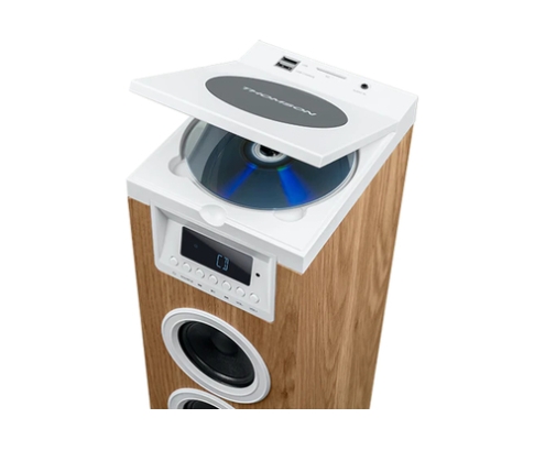 Thomson DS121CD sistema de audio para el hogar Torre de sonido para uso doméstico 10 W Blanco, Madera