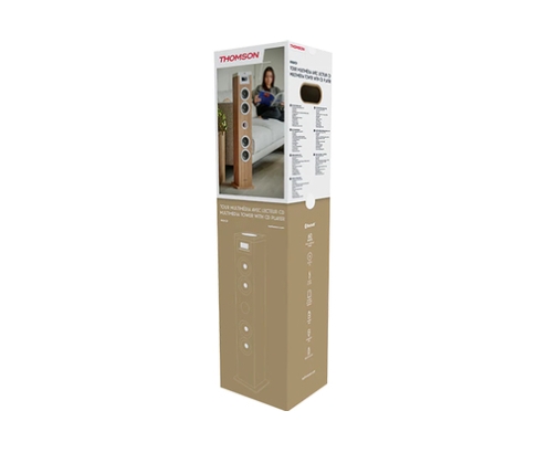 Thomson DS121CD sistema de audio para el hogar Torre de sonido para uso doméstico 10 W Blanco, Madera