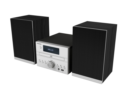 Thomson MIC122BT sistema de audio para el hogar Microcadena de música para uso doméstico 50 W Negro, Plata