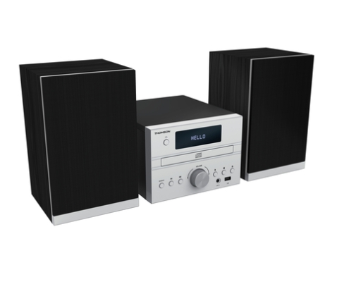 Thomson MIC122BT sistema de audio para el hogar Microcadena de música para uso doméstico 50 W Negro, Plata