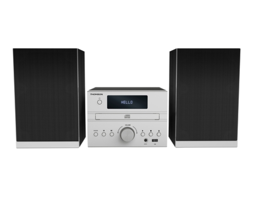 Thomson MIC122BT sistema de audio para el hogar Microcadena de música para uso doméstico 50 W Negro, Plata