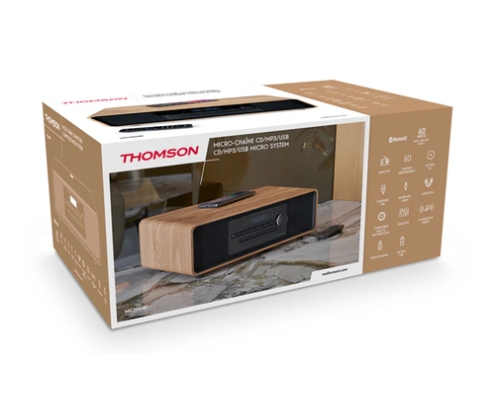 Thomson MIC300IBT sistema de audio para el hogar Microcadena de música para uso doméstico 10 W Negro, Madera