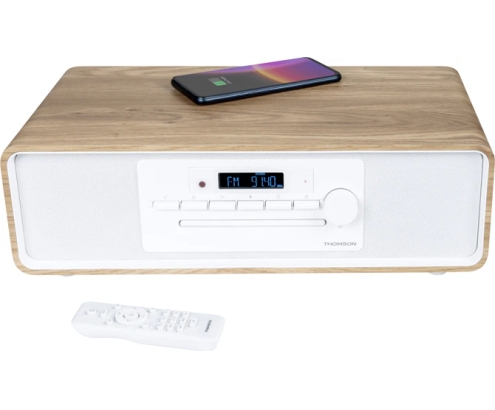 Thomson MIC301IBT sistema de audio para el hogar Microcadena de música para uso doméstico 10 W Blanco, Madera