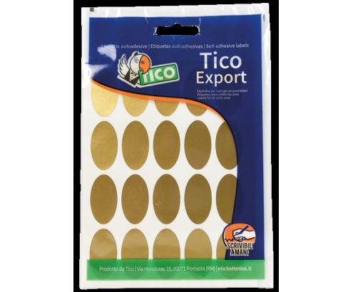 Tico E-GL-3620 etiqueta autoadhesiva Ovalado Oro 200 pieza(s)