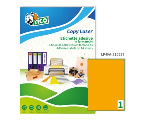 Tico LP4FA-210297 etiqueta autoadhesiva Rectángulo Permanente Naranja 70 pieza(s)