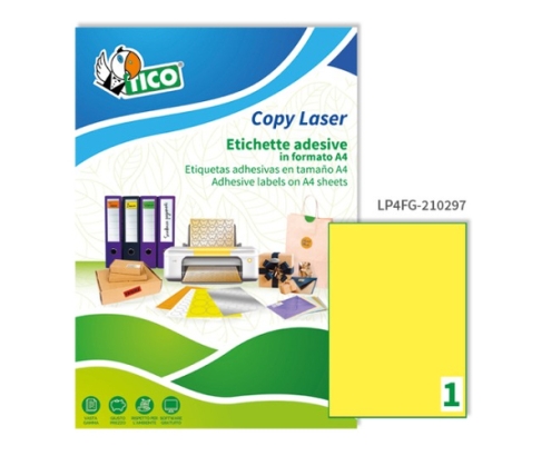 Tico LP4FG-210297 etiqueta autoadhesiva Rectángulo Permanente Amarillo 70 pieza(s)