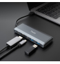 TooQ Caja externa para SSD M.2 NGFF/NVMe + HUB USB 3.2 Gen2 con 1xUSB-C/PD + 2xUSB-A + USB-C + HDMI, Gris