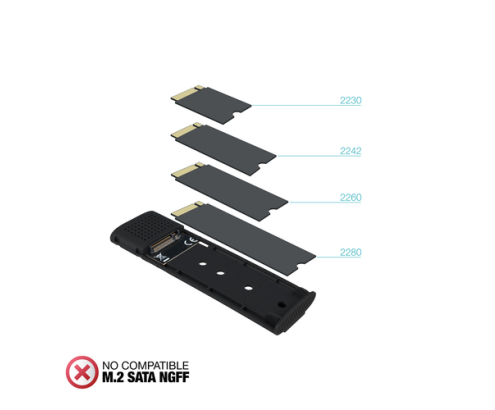 TooQ Caja Externa para SSD M.2 NVMe PICe, Negra