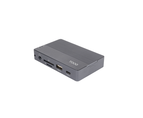TooQ Caja externa para SSD M.2 NVMe/SATA + HUB USB-C 3.2 Gen2 con 2x USB-A 3.1 + 1x USB-A 2.0 + USB-C 3.2 Gen2 + HDMI 2.0 + RJ45 + SD/TF + AUDIO + USB