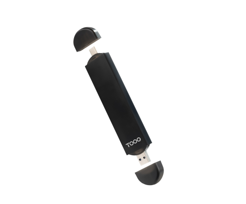TooQ Caja Externa USB-C/M + USB-A/M para SSD M.2 NGFF/NVMe, Negra