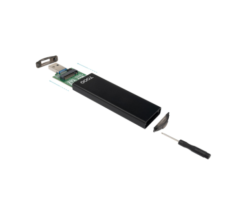 TooQ Caja Externa USB-C/M + USB-A/M para SSD M.2 NGFF/NVMe, Negra